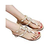 Sandales Été, YUYOUG Femmes plates d'été strass brillants chaîne sandales T-sangle chaussures confortables pour Filles