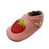 Sayoyo fraise chaussures de bébé en cuir souple chaussures semelle douce
