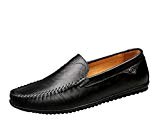 SK Studio Mocassins Hommes Cuir Loafers Chaussures de Conduite Noir Grande Taille Plat Chaussures Bateau