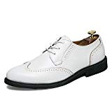 snfgoij Richelieus pour Hommes Tan Slip on Lacets Travail Pointu Toe Men's Shoes Retro Business Chaussures Casual Blanc