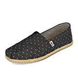 TOMS Womens Classics Black Dot Chambray Rope Sole