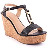 Unze New Women 'Erric' Sandales Ouvertes Toe Wedge Summer Beach Travel School School Carnival Chaussures Casual Taille UK 3-8