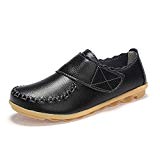 Vinstoken Mocassins PU Cuir Casual Velcro Flats Confort Chaussures Femmes Loafers Noir Blanc Rouge 35-41