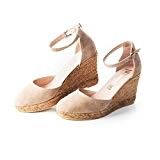 VISCATA Palamos Elegant Comfort, Soft Suede, Ankle-Strap, Closed Toe, Espadrilles with 3-inch Heel Made in Spain