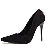 WKNBEU Mesdames Pointer Toe Noir Rouge Bleu Suede Work Office Dress Mode Stiletto Talon Hauts Chaussures pour Femmes