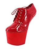 Wonderheel 20cm heelless sexy plateforme cheville lacets bottes rouge verni chaussures femme
