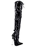 Wonderheel 7" stiletto metal heel sexy bottes buckles cuir verni cuissarde chaussures femme