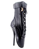 Wonderheel 7" stiletto sexy lacets bottes cheville cuir matt noir ballet chaussures femme