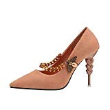 YWNC Femmes Singles Chaussures Fine Hauts Talons Chaîne Butterfly Pearl Party Prom Chaussures de mariage