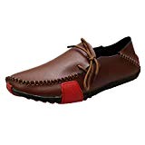 Yying Hommes Lok Fu Chaussures Soft-Soled Casual Chaussures en Cuir Chaussures d'affaires, Asiatique 38-47 (3 Couleurs: Brun, Blanc, Gris)