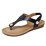 ZOEREA femmes sandales plates PU boucle métal sandales noires chaussures pour l'été